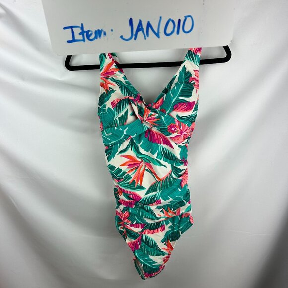 Kona Sol One Piece Women's Tropical Print Front Wrap Swimsuit Sz: S - Picture 9 of 9